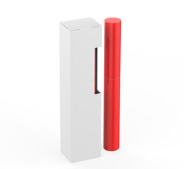 Custom Mascara Eyebrow Pencil with Packing box on a white background. 3d illustration