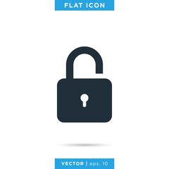 Padlock Icon Vector Logo Design Template. Unlock Sign.