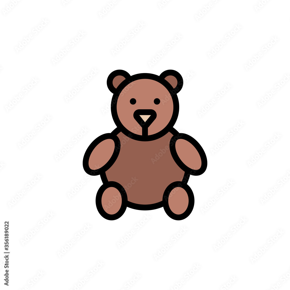 Poster teddy bear icon. simple color with outline vector elements of children's day icons for ui and ux, we