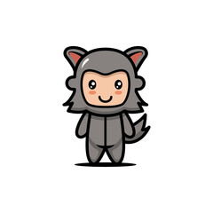 Cute werewolf Halloween costume design illustration