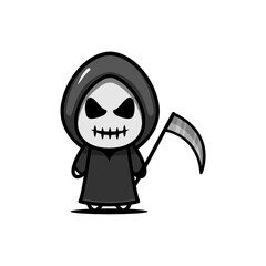 Cute grim reaper Halloween costume design illustration