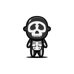 Cute skull Halloween costume design illustration
