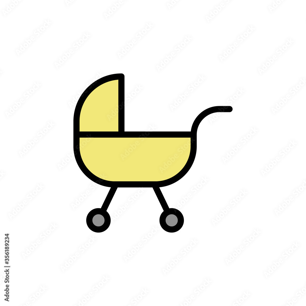 Aufkleber baby stroller icon. simple color with outline vector elements of children's day icons for ui and ux,