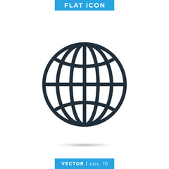 Globe Icon Vector Line Logo Design Template.