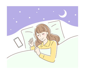 笑顔で眠る女性