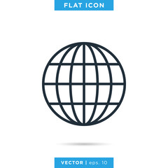 Globe Icon Vector Line Logo Design Template.