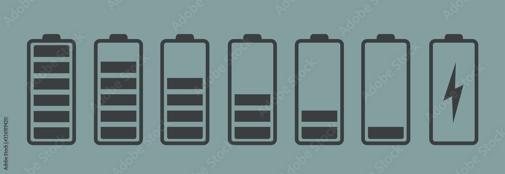 Poster vector battery symbol set different level of charge. battery charge signs. vector