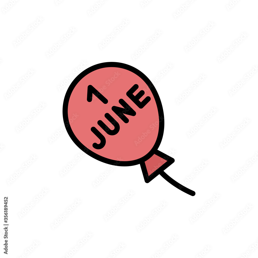Poster balloon, 1 june icon. simple color with outline vector elements of children's day icons for ui and u