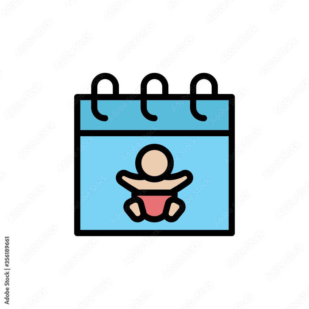 Poster calendar, baby icon. simple color with outline vector elements of children's day icons for ui and ux