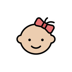 Baby, girl icon. Simple color with outline vector elements of Children's day icons for ui and ux, website or mobile application