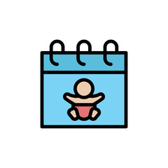 Calendar, baby icon. Simple color with outline vector elements of Children's day icons for ui and ux, website or mobile application