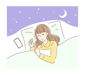 不安そうに眠る女性