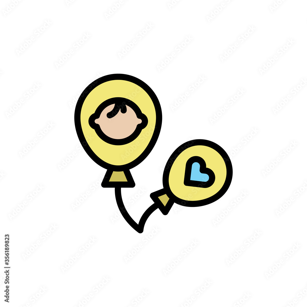 Poster balloon, baby icon. simple color with outline vector elements of children's day icons for ui and ux,