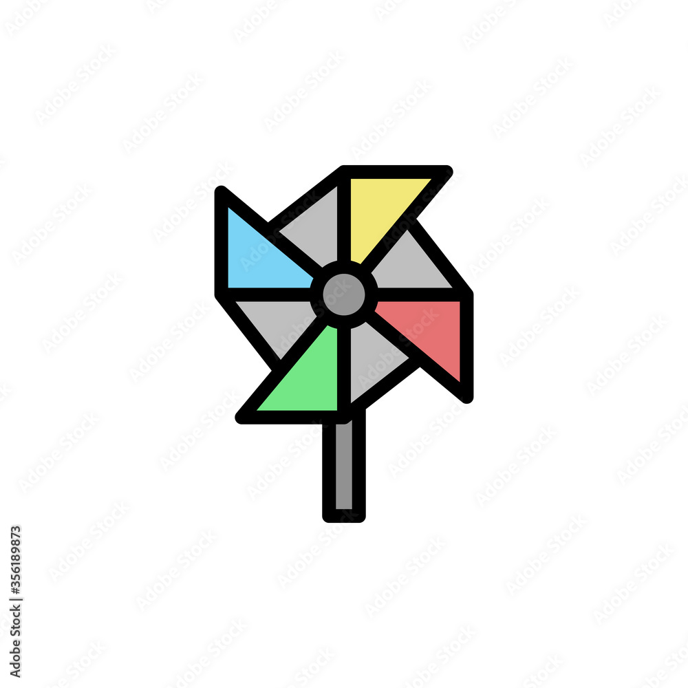 Poster windmill icon. simple color with outline vector elements of children's day icons for ui and ux, webs