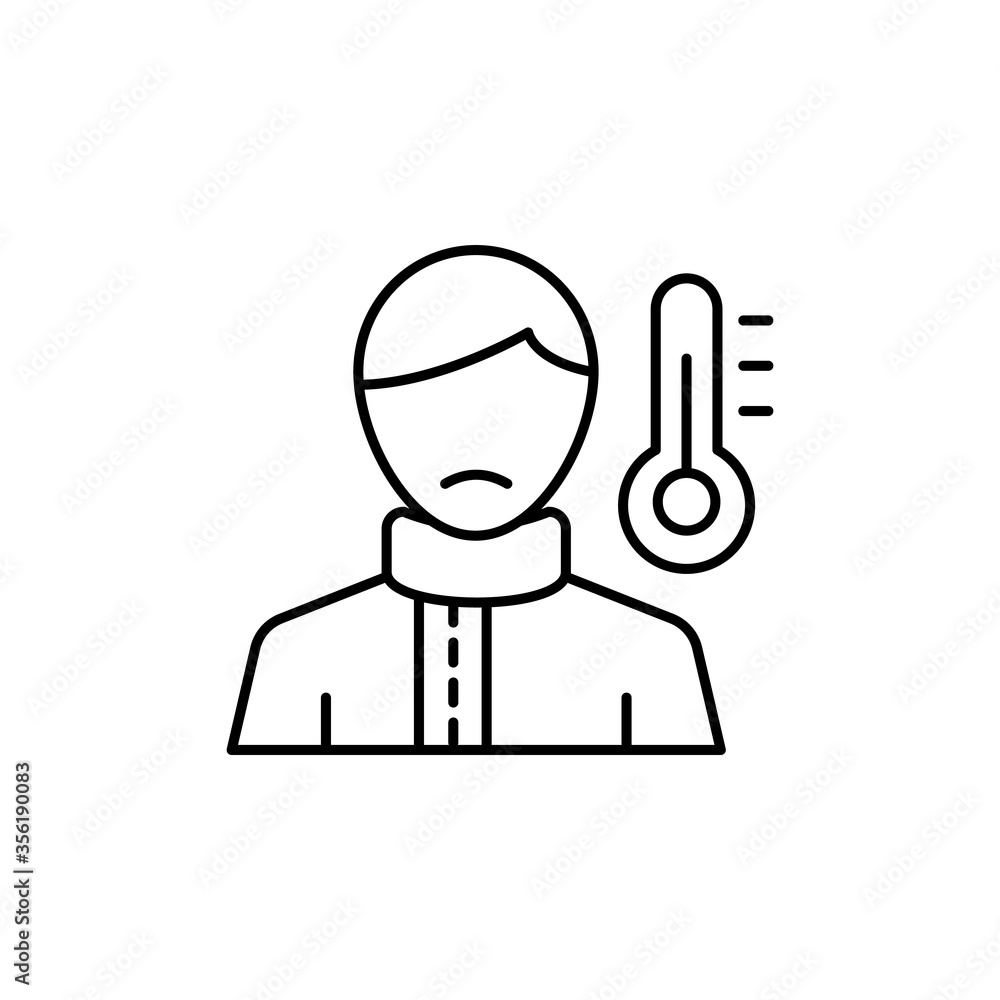 Poster avatar, man, thermometer icon. simple line, outline vector elements of viral pandemic icons for ui a