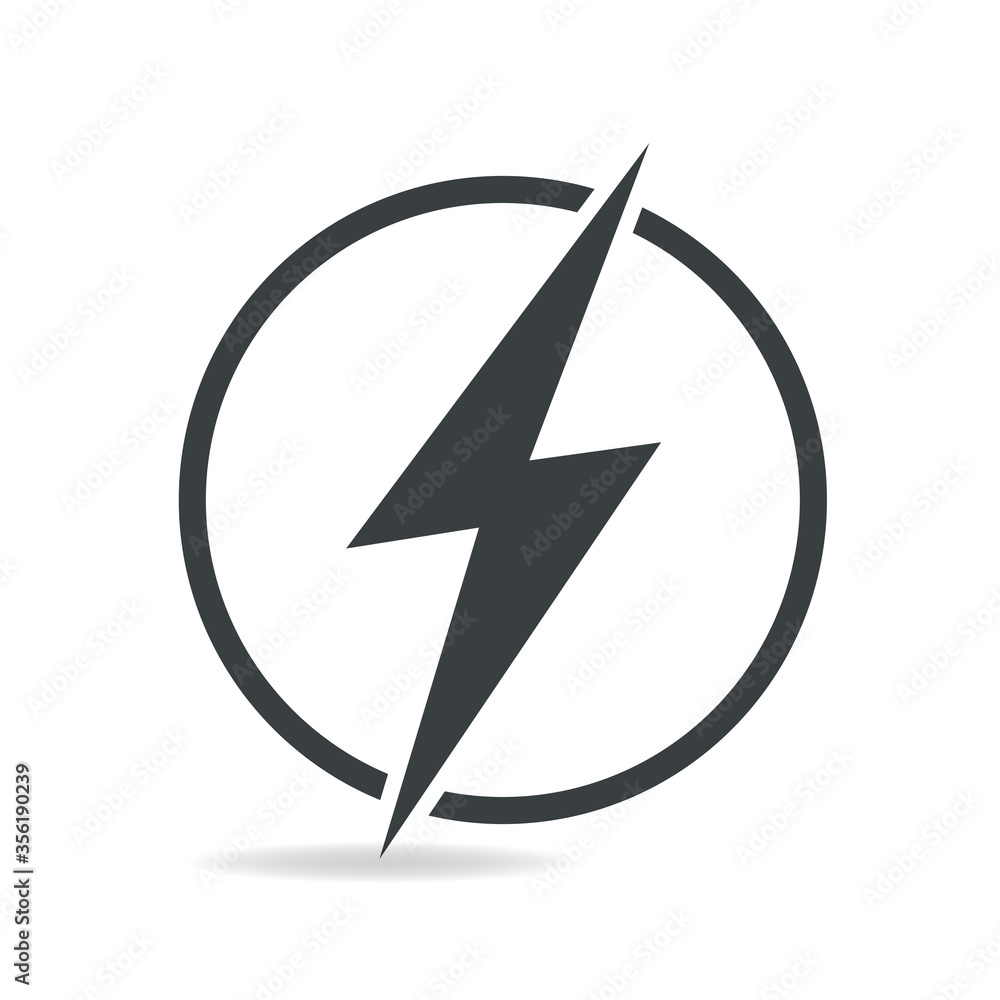 Poster lightning, electric power vector logo design element. energy and thunder electricity symbol