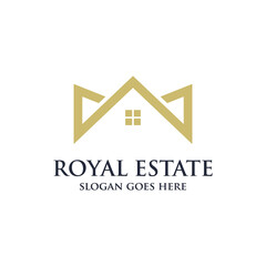 Fototapeta premium Crown Icon Vector Logo Design Template. Abstract crown and house shape.