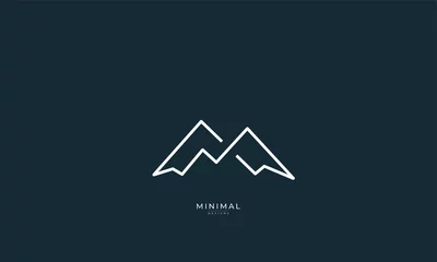 Fotobehang a line art icon logo of a mountain © iDESIGN_4U