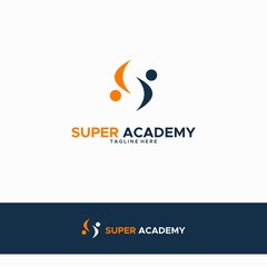 Fototapeta na wymiar Negative space S for super academy logo design