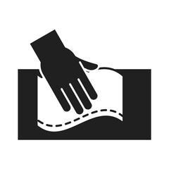 disinfectant, cleaning napkin in hands, coronavirus prevention sanitizer products silhouette style icon