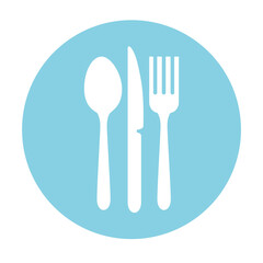 Cutlery on blue circle design, Cook kitchen eat and food theme Vector illustration