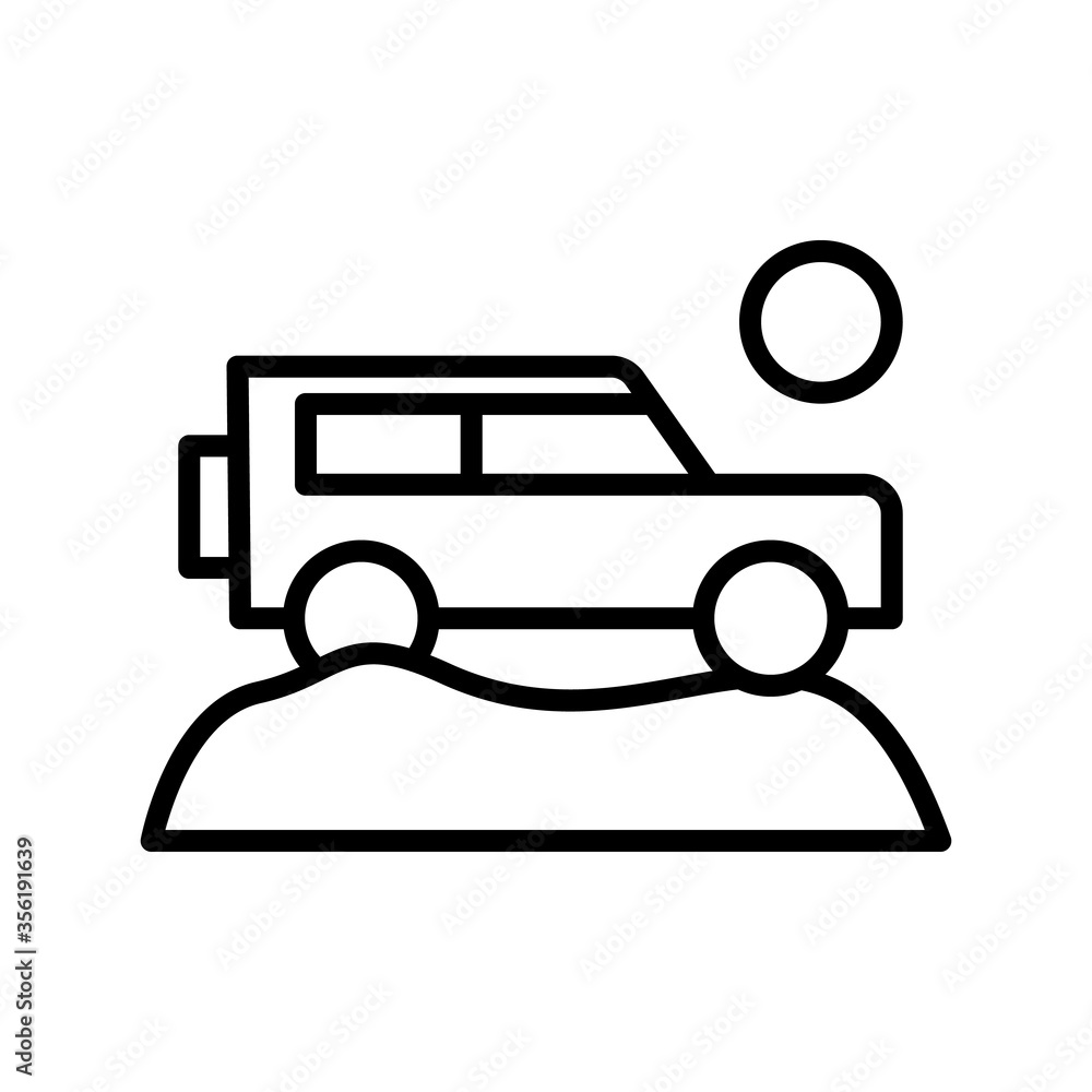 Poster car, desert icon. simple line, outline vector elements of wilderness icons for ui and ux, website or