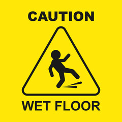 Wet floor sign flat vector icon.