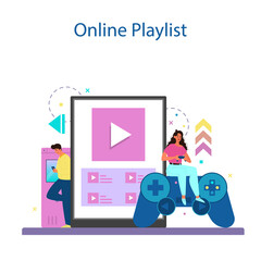 Professional gamer online service or platform. Person play on