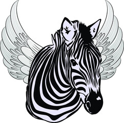Zebra romance black and white with wings