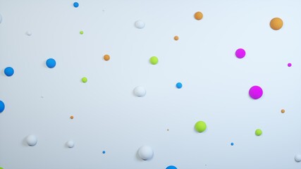 Chaotic balls in the background. 3D render