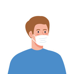 man avatar with mask design of Medical care and covid 19 virus theme Vector illustration