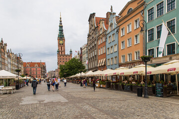 Gdansk, Poland - Juny, 2019: People on the Long Lane of the old town in Gdansk, Poland. Gdansk is the historical capital of Polish Pomerania.