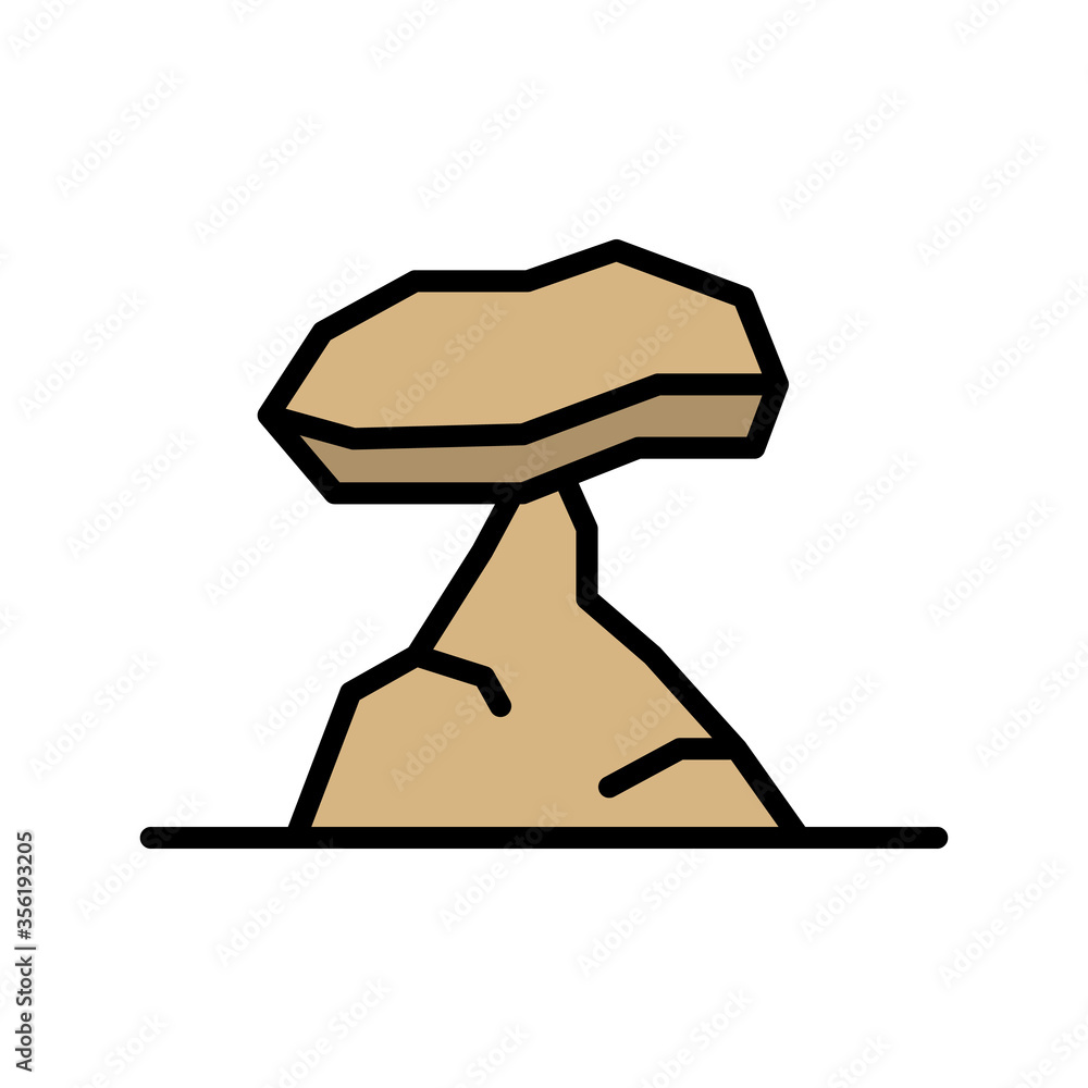Poster rock, hill icon. simple color with outline vector elements of wilderness icons for ui and ux, websit
