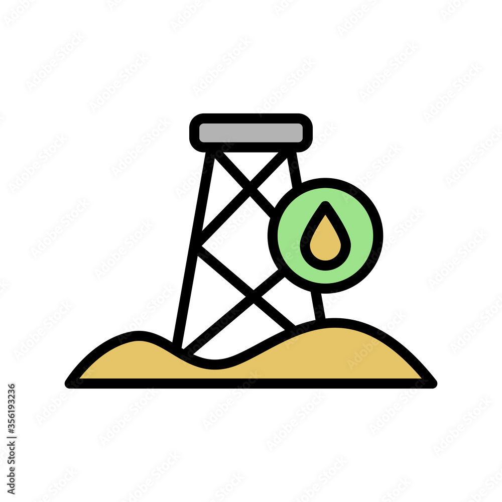 Poster desert, oil derrick icon. simple color with outline vector elements of wilderness icons for ui and u