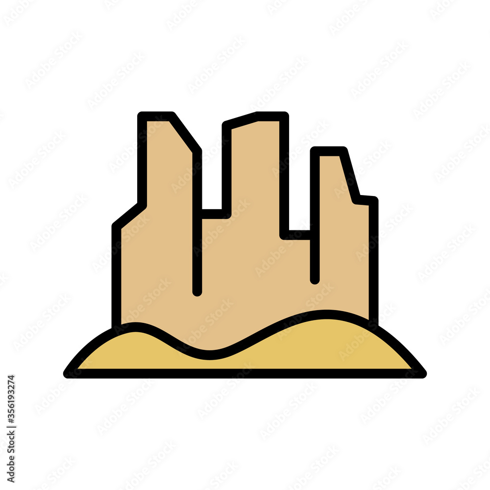 Poster mountains, desert icon. simple color with outline vector elements of wilderness icons for ui and ux,