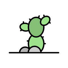 Cactus, stone icon. Simple color with outline vector elements of wilderness icons for ui and ux, website or mobile application