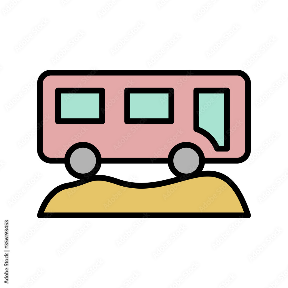 Poster bus, desert icon. simple color with outline vector elements of wilderness icons for ui and ux, websi