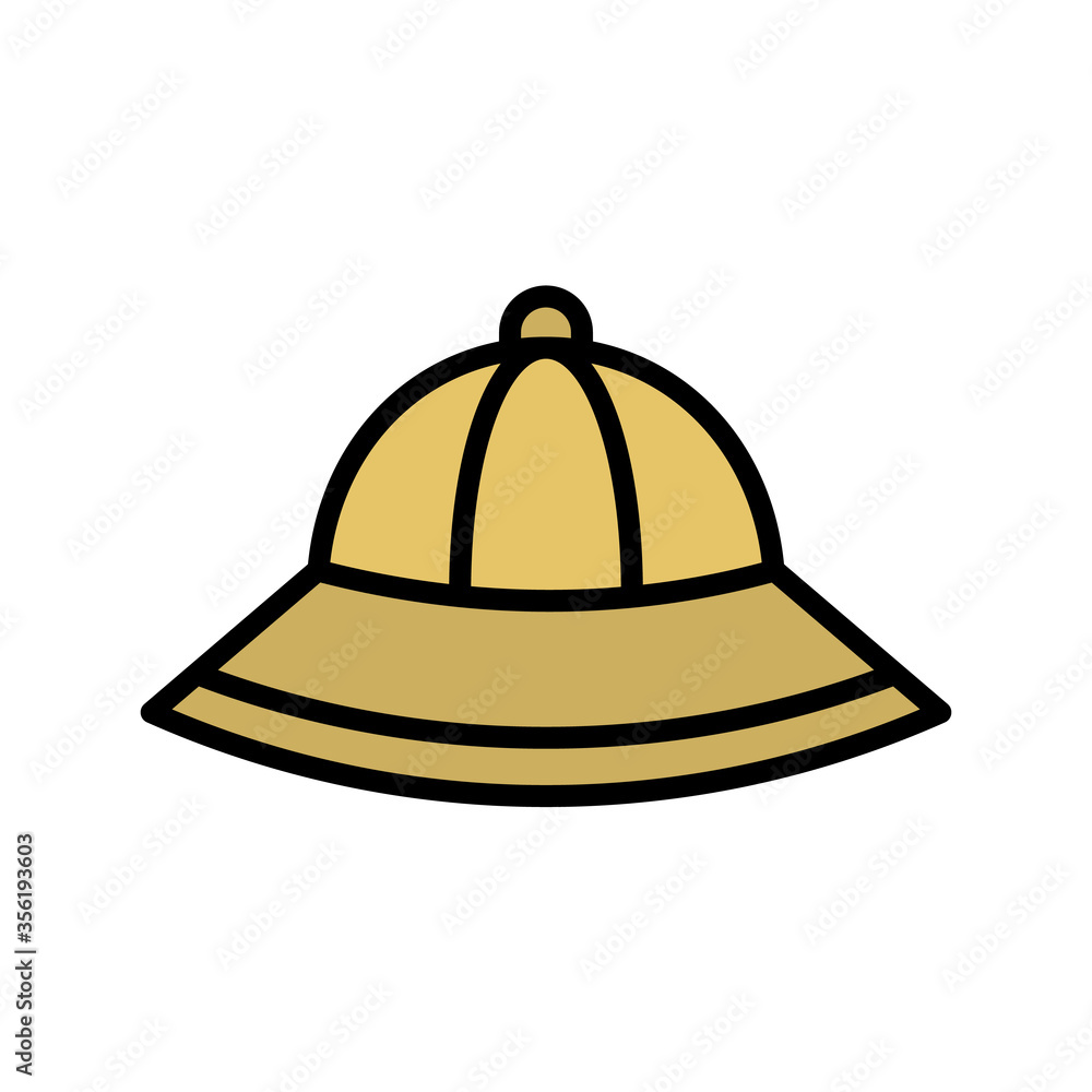 Poster safari hat, desert icon. simple color with outline vector elements of wilderness icons for ui and ux