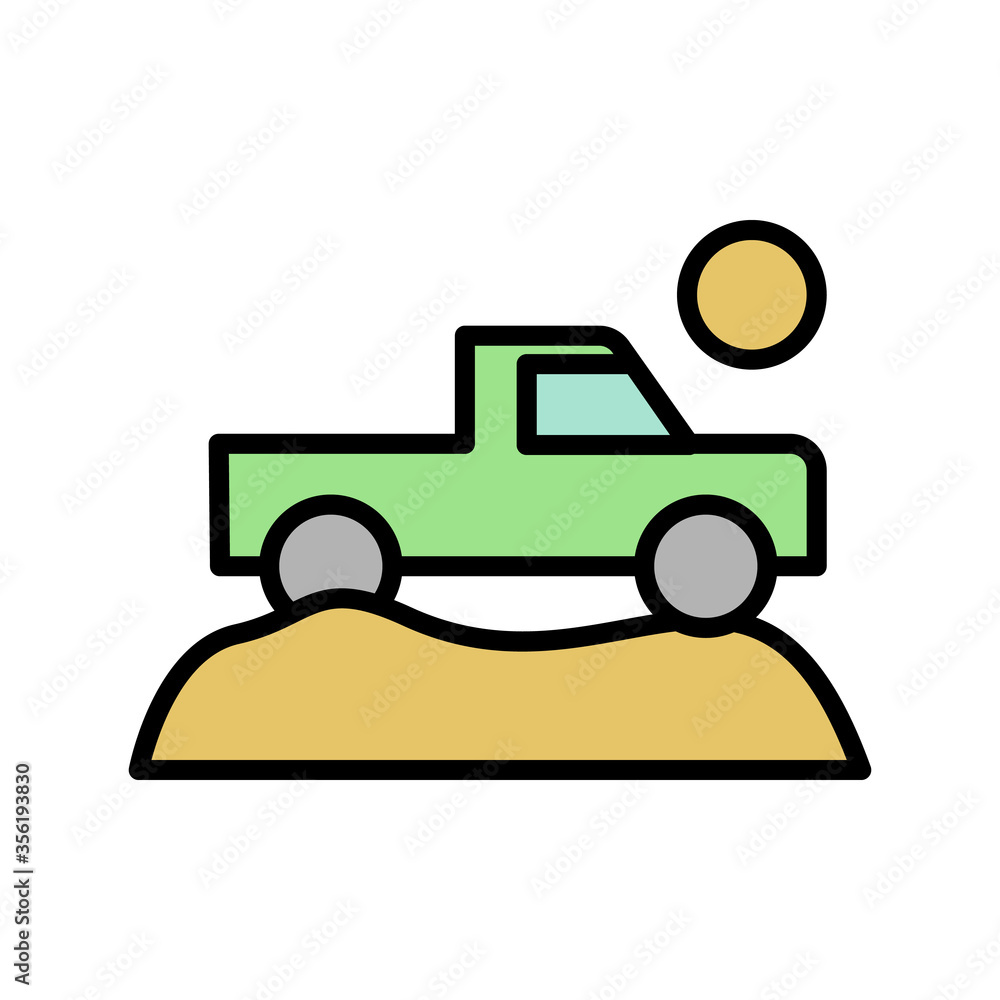 Poster car, desert icon. simple color with outline vector elements of wilderness icons for ui and ux, websi
