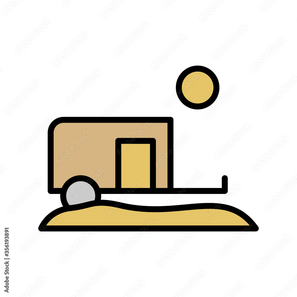 Poster trailer, desert icon. simple color with outline vector elements of wilderness icons for ui and ux, w