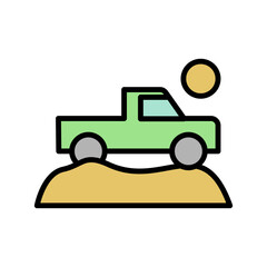 Car, desert icon. Simple color with outline vector elements of wilderness icons for ui and ux, website or mobile application