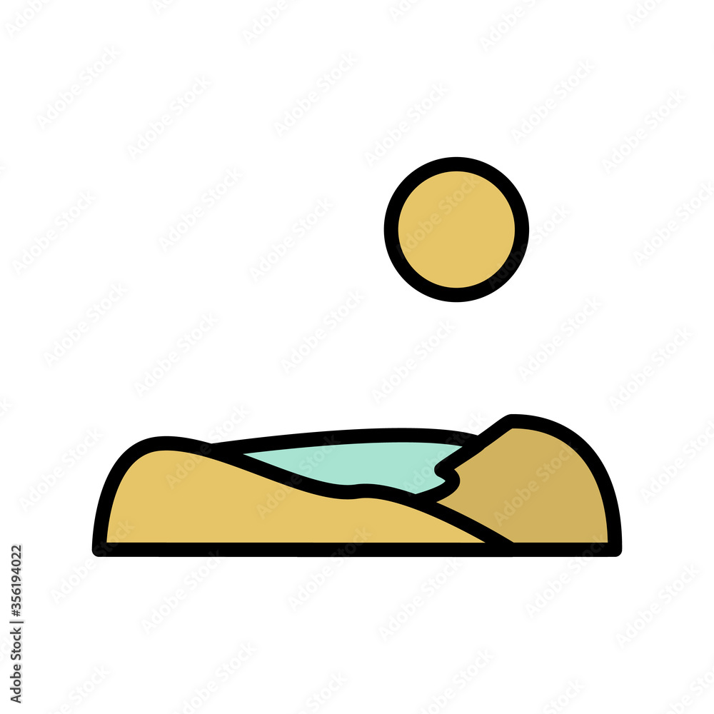 Poster desert, water, sun icon. simple color with outline vector elements of wilderness icons for ui and ux
