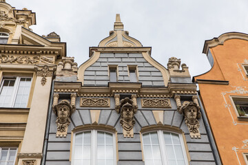 Fototapeta na wymiar Gdansk, Poland - Juny, 2019: The Long Lane street in Gdansk. Architecture of the old town in Gdansk with city hall.