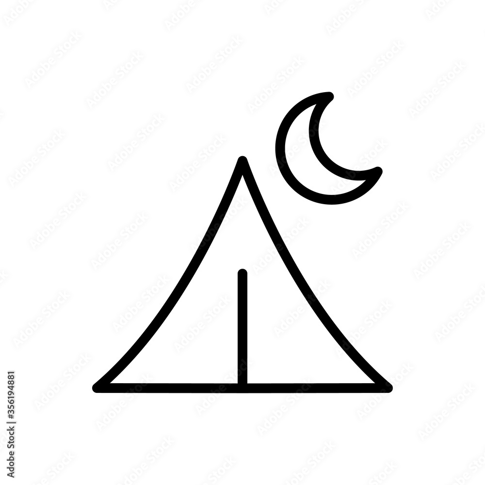 Poster tent, moon icon. simple line, outline vector elements of free time icons for ui and ux, website or m