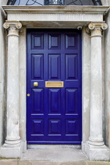 Fototapeta na wymiar Colorful georgian doors in Dublin, Ireland. Historic doors in different colors painted as protest against English King George legal reign over the city of Dublin in Ireland