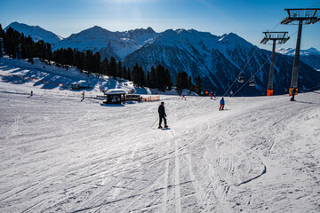 Ski slope on mountain Acherkogel in Oetztal