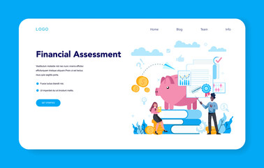 Financial analyst or consultant web banner or landing page. Business
