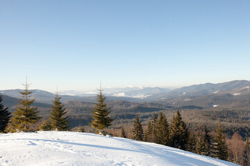 skiing in the mountains