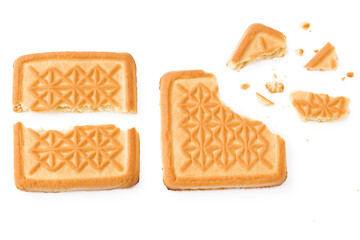 cookies isolated on white background. Sweet biscuits. top view