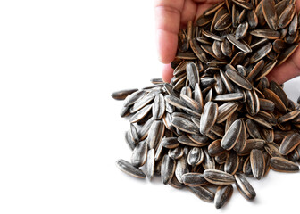 A pile of dried sunflower seeds.